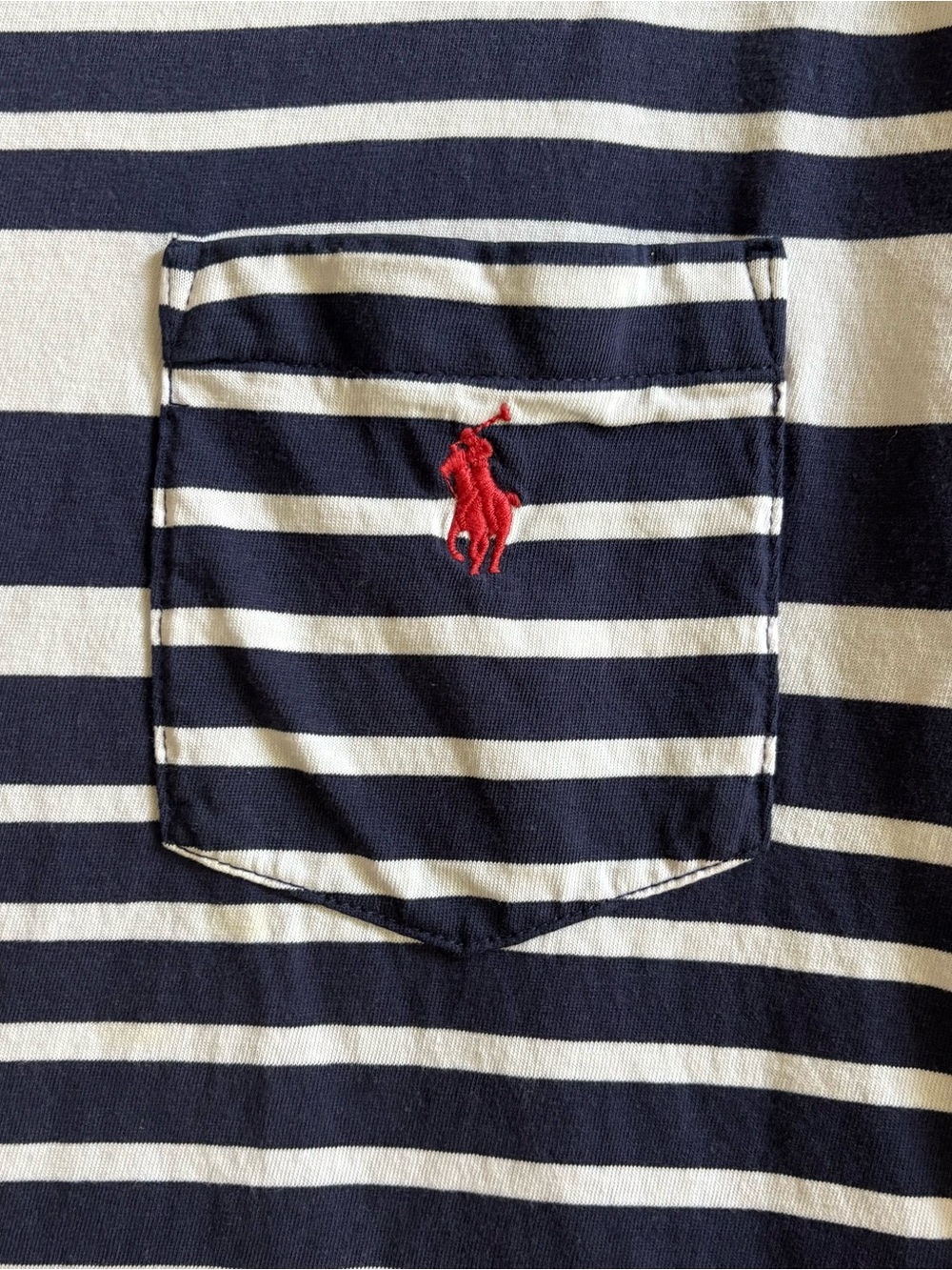 Ralph Lauren Navy and White Striped Short-Sleeve Pocket Tee - Picture 3 of 5